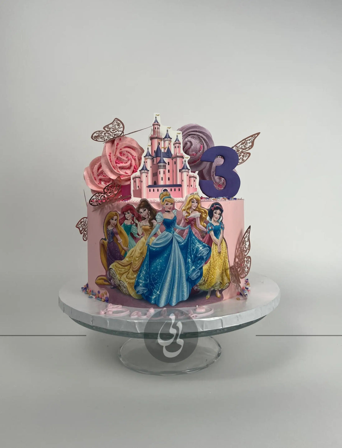 Disney princess party on buttercream - custom cake