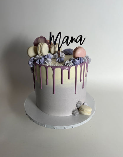 Drips &amp; fresh flowers on buttercream - custom cake
