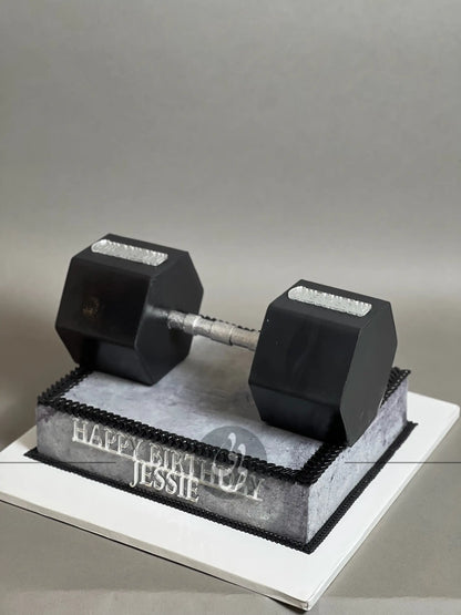 Dumbells on buttercream - custom cake