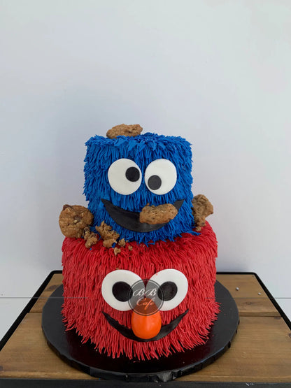 Elmo/cookie monster face - custom cake