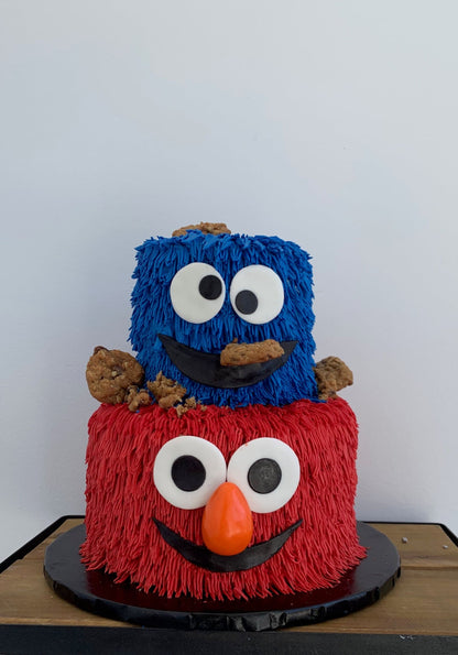 Elmo/cookie monster face - custom cake