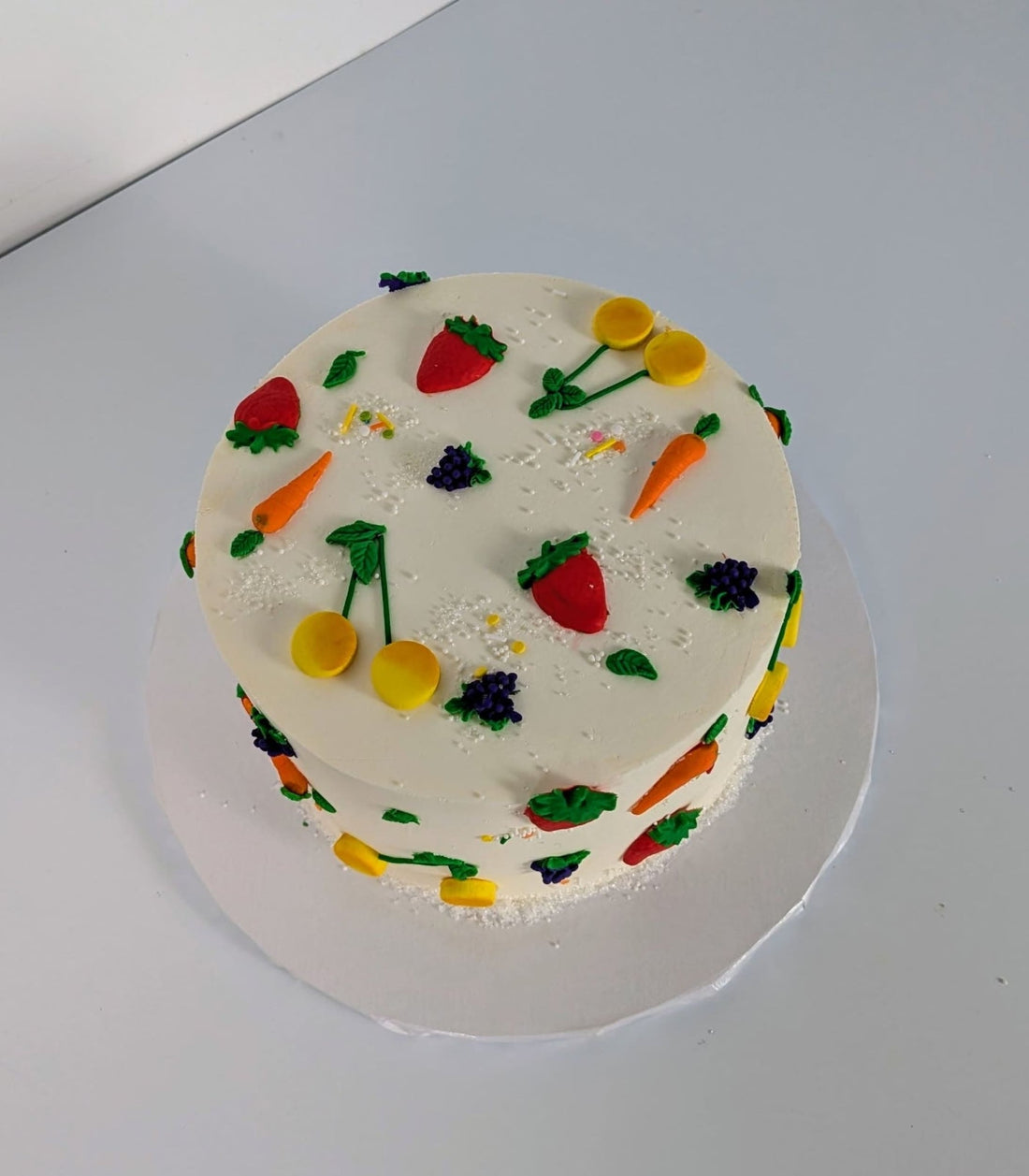 Fondant fruits on buttercream - custom cake