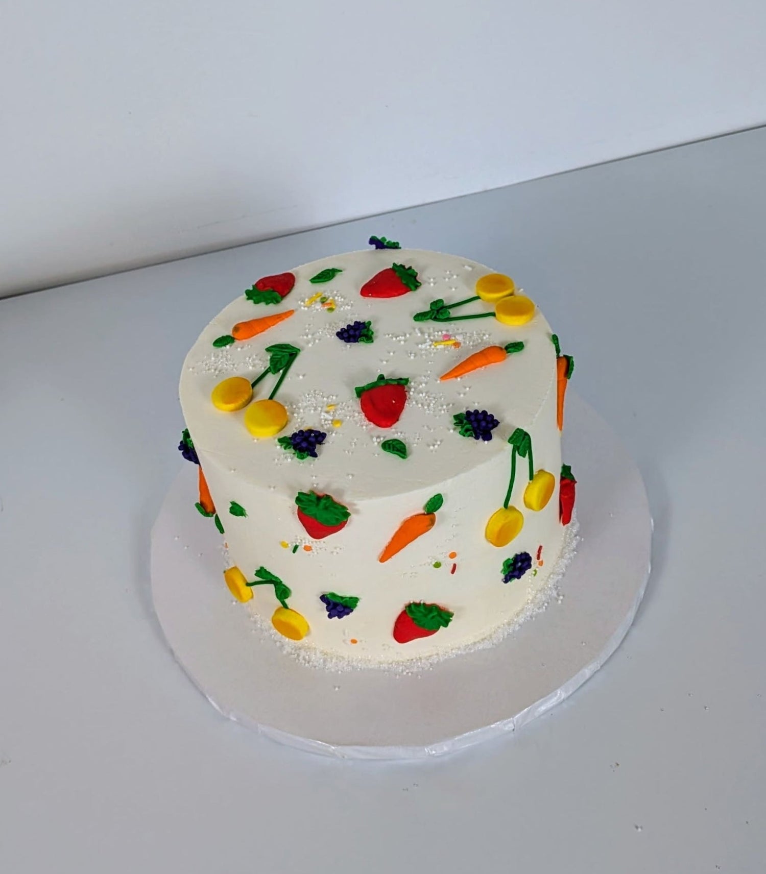 Fondant fruits on buttercream - custom cake