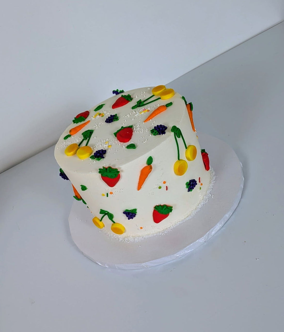 Fondant fruits on buttercream - custom cake