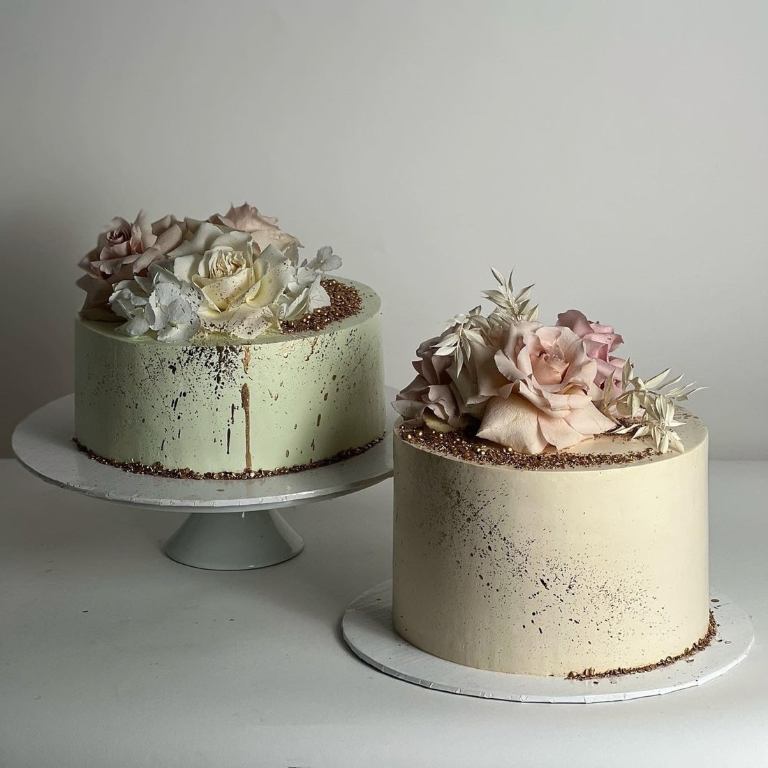 Fresh blooms on whipped cream - custom cake