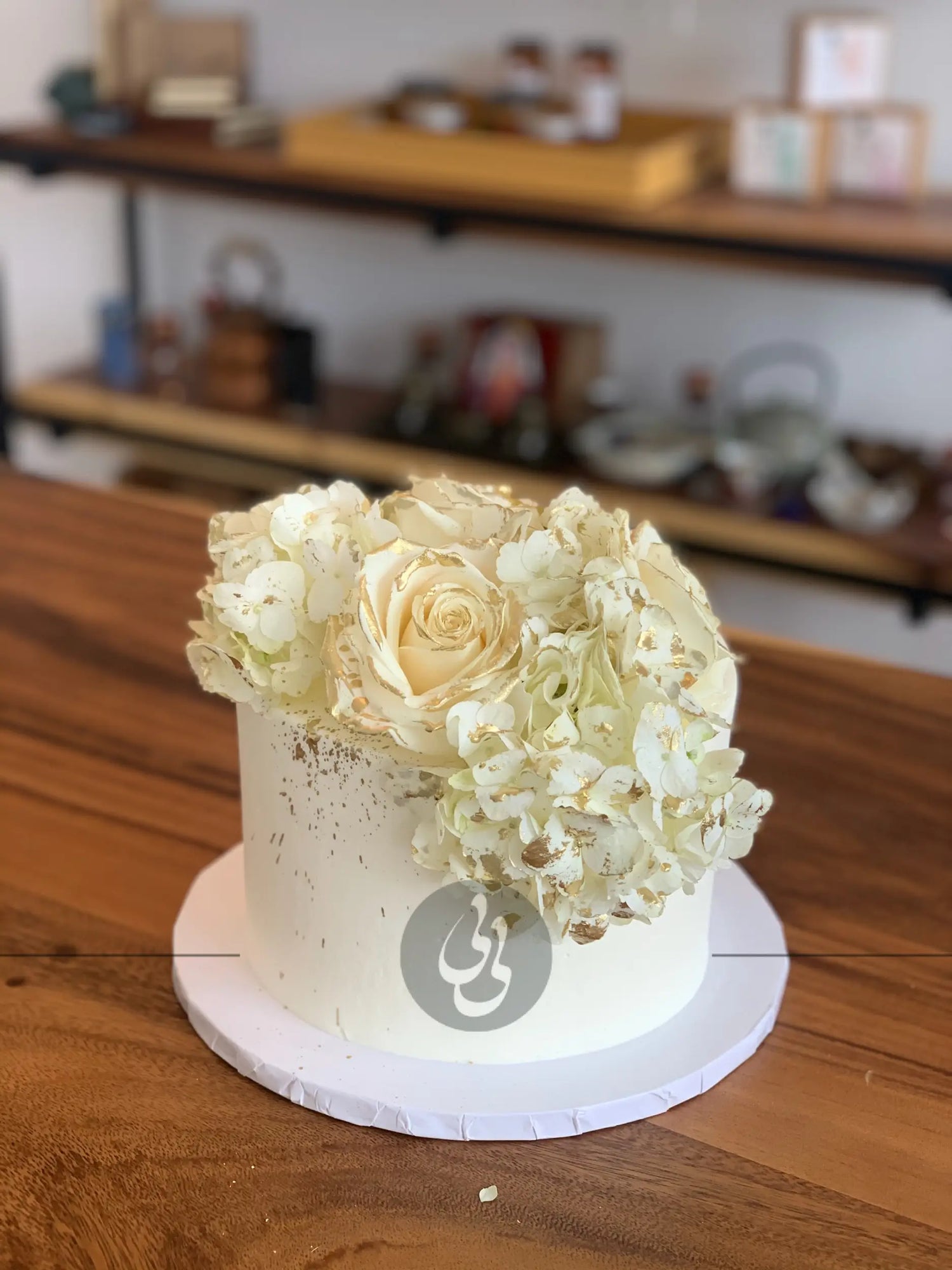 Fresh flowers on whipped cream - custom cake