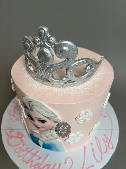 Frozen - elsa’s tiara on buttercream custom cake