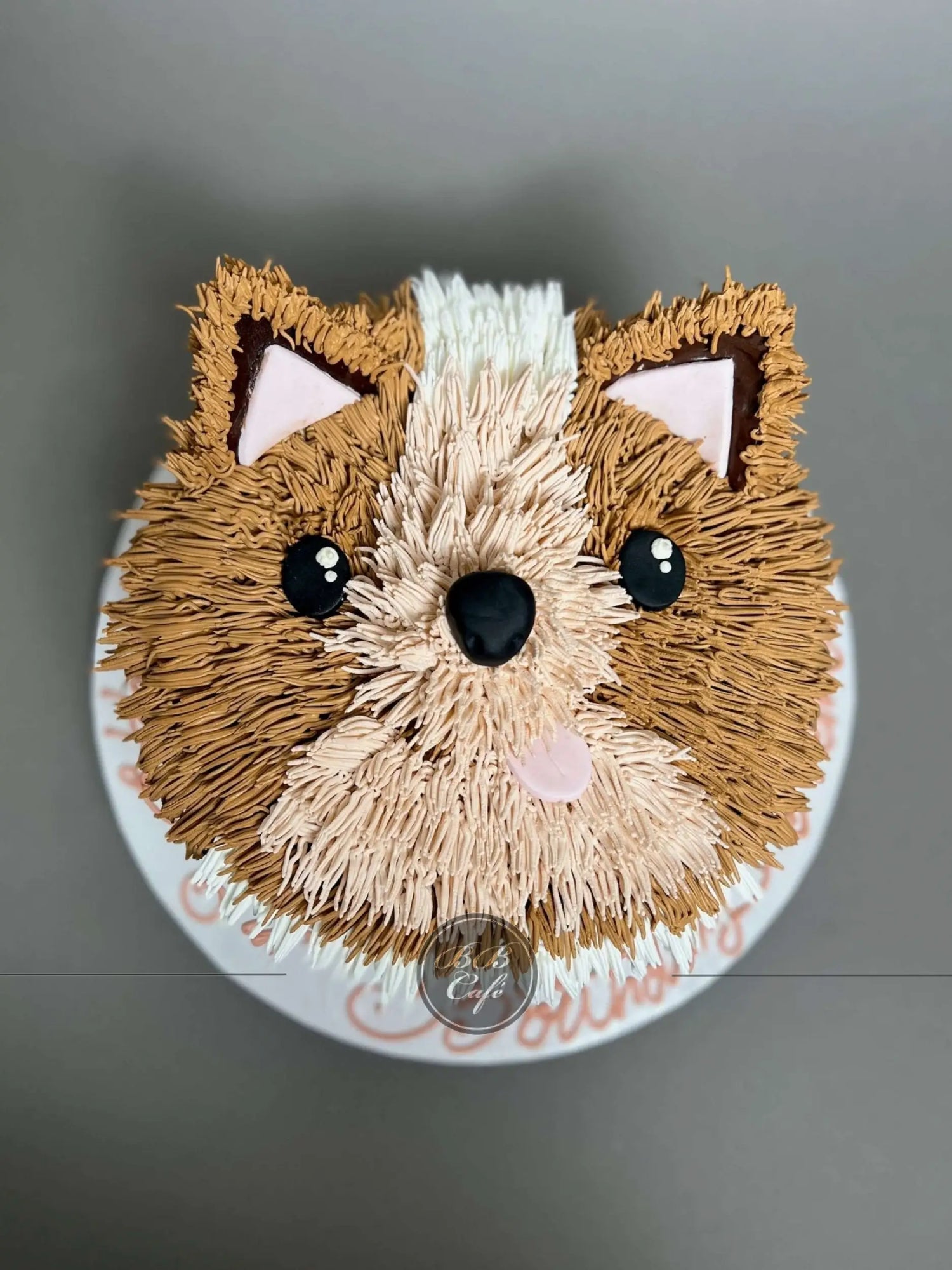 Furry animal friend on whipped cream - custom cake