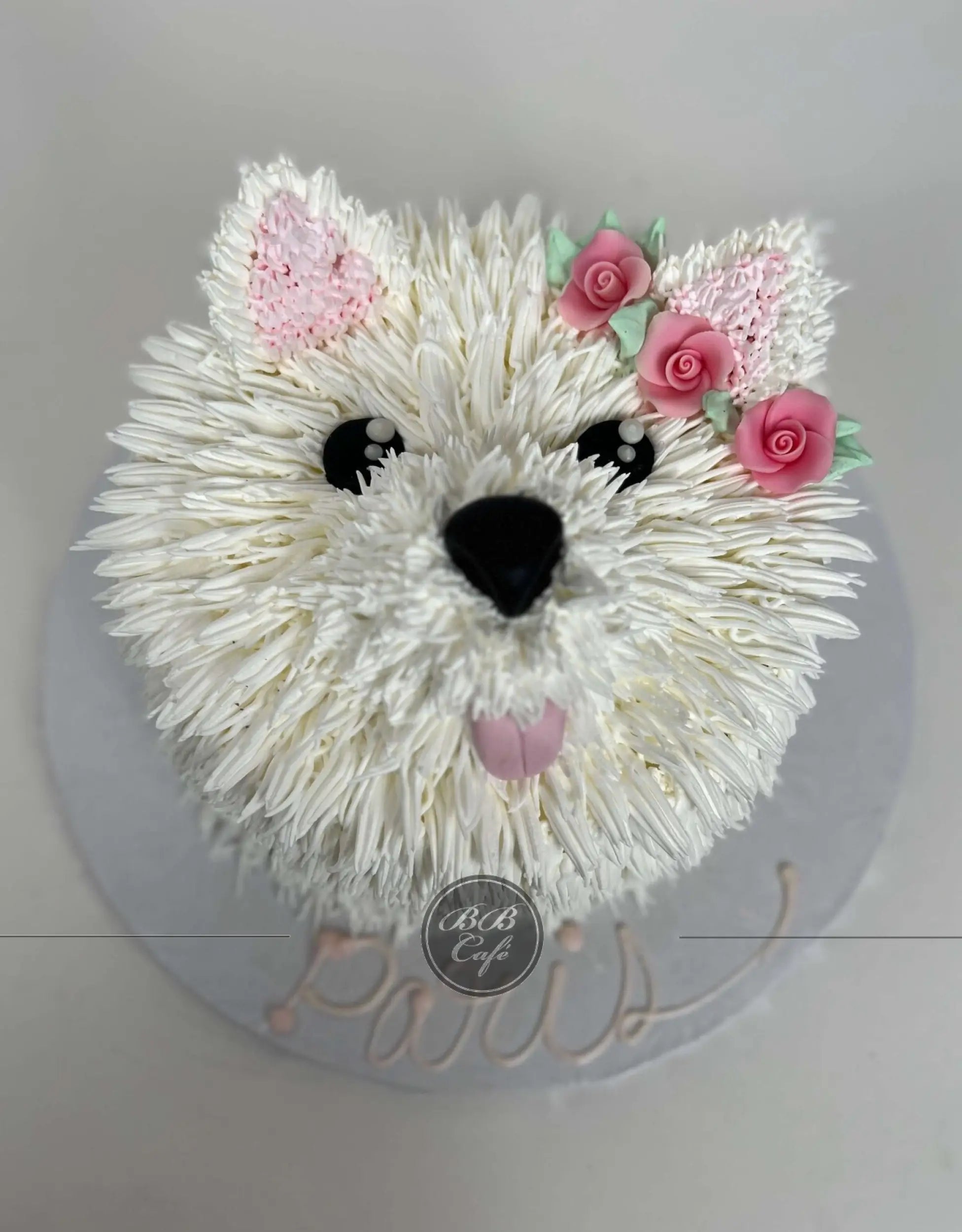 Furry animal friend on whipped cream - custom cake