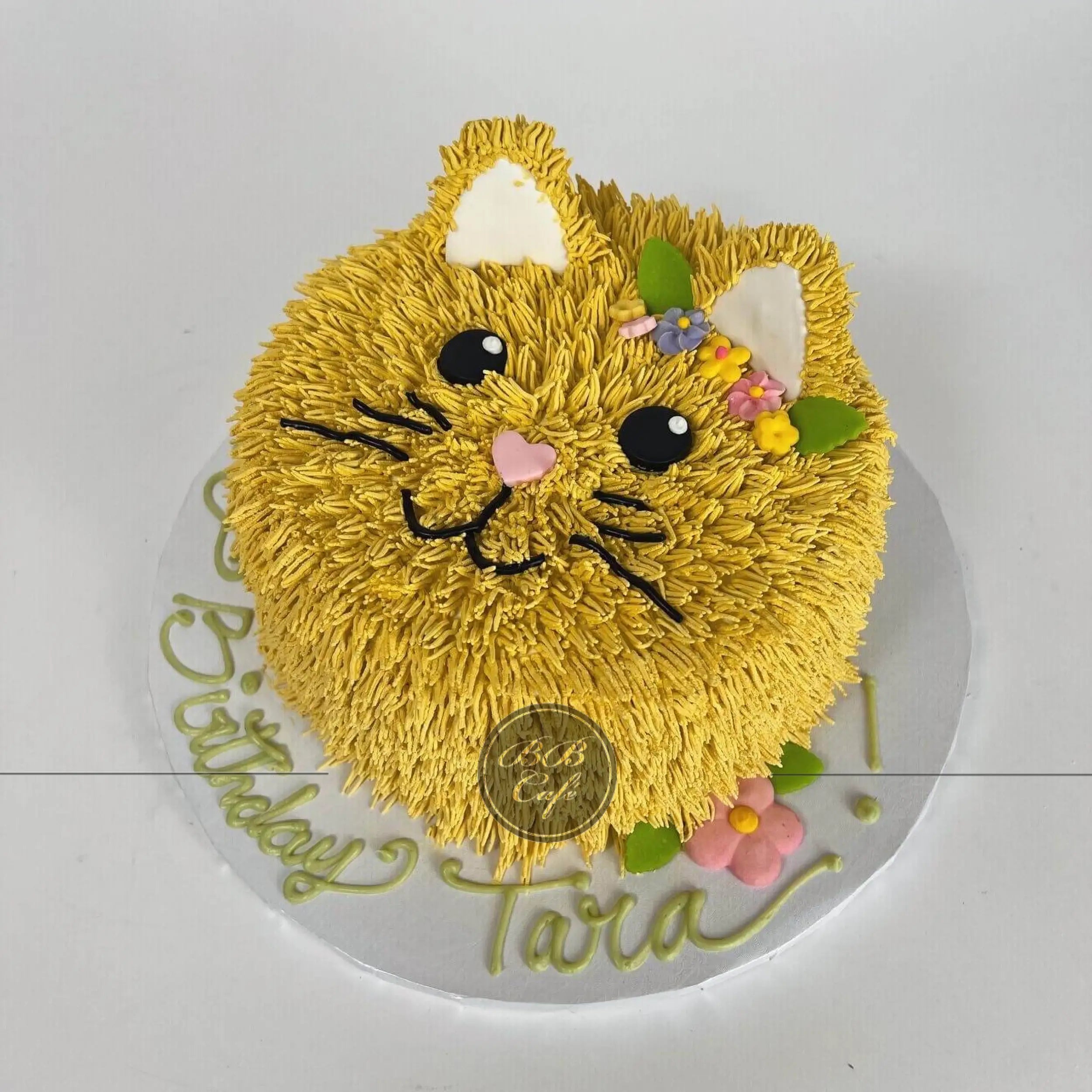 Furry animal friend on whipped cream - custom cake