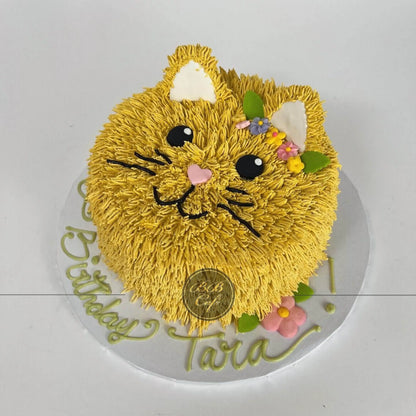 Furry animal friend on whipped cream - custom cake