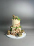 Golden safari animals on buttercream - custom cake