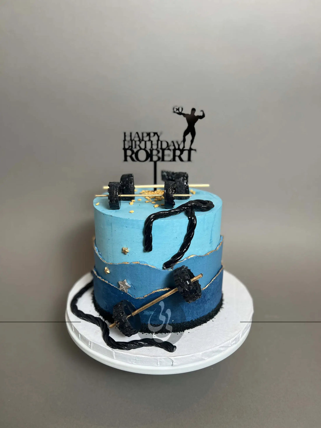 Gym time on layered buttercream - custom cake