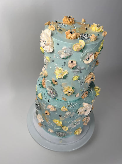 Hand painted floral on buttercream - custom cake