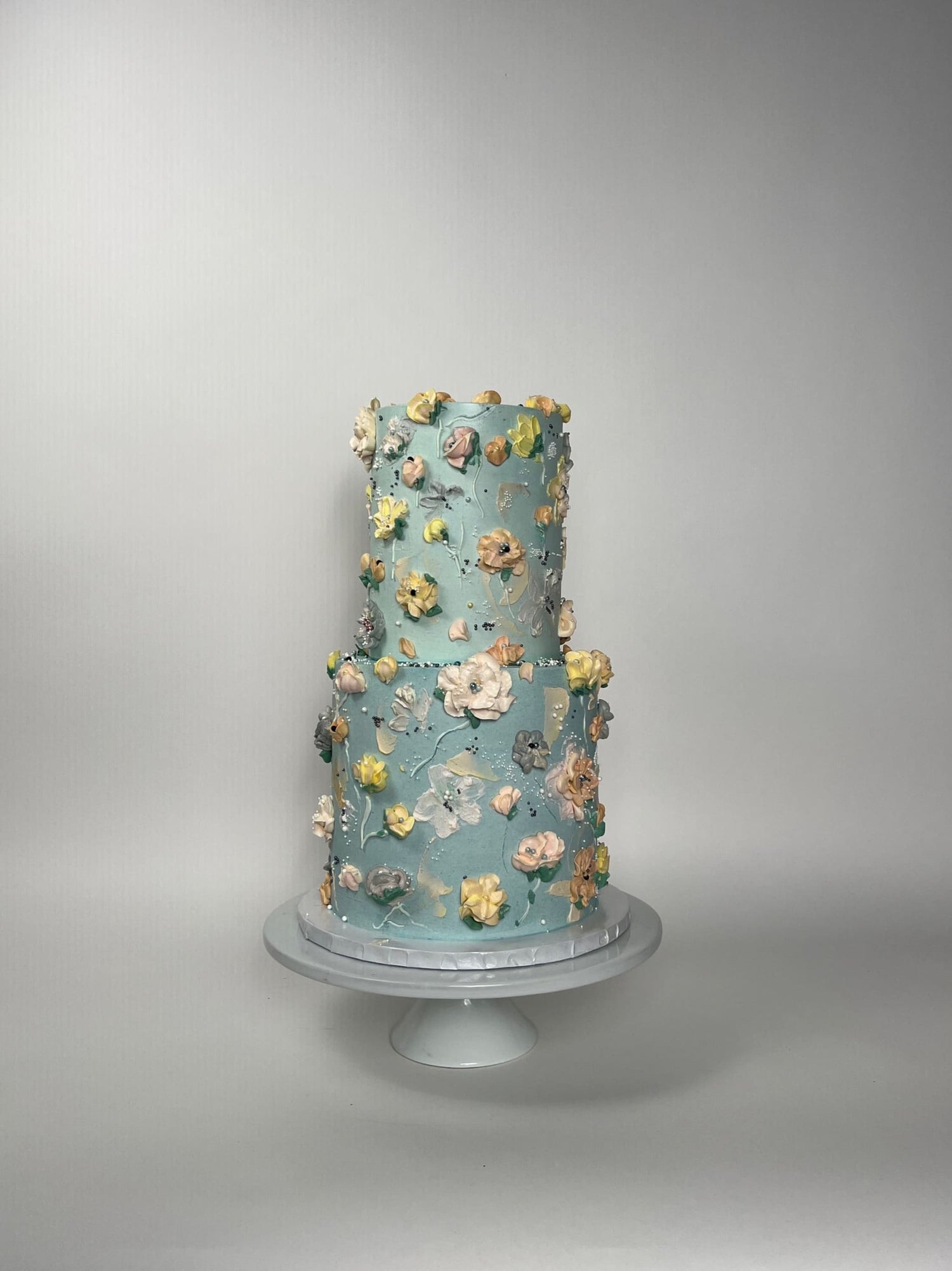 Hand painted floral on buttercream - custom cake