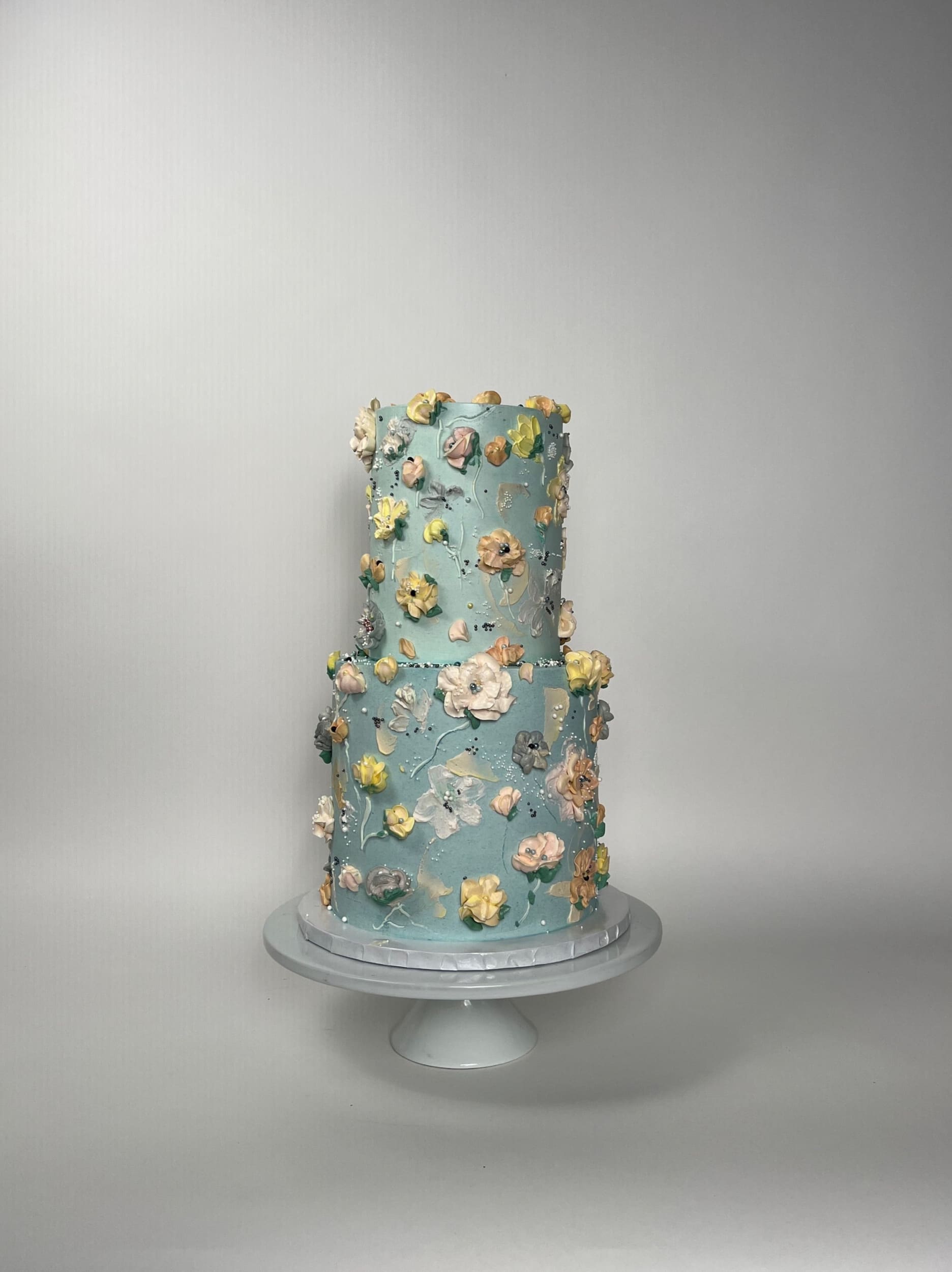 Hand painted floral on buttercream - custom cake