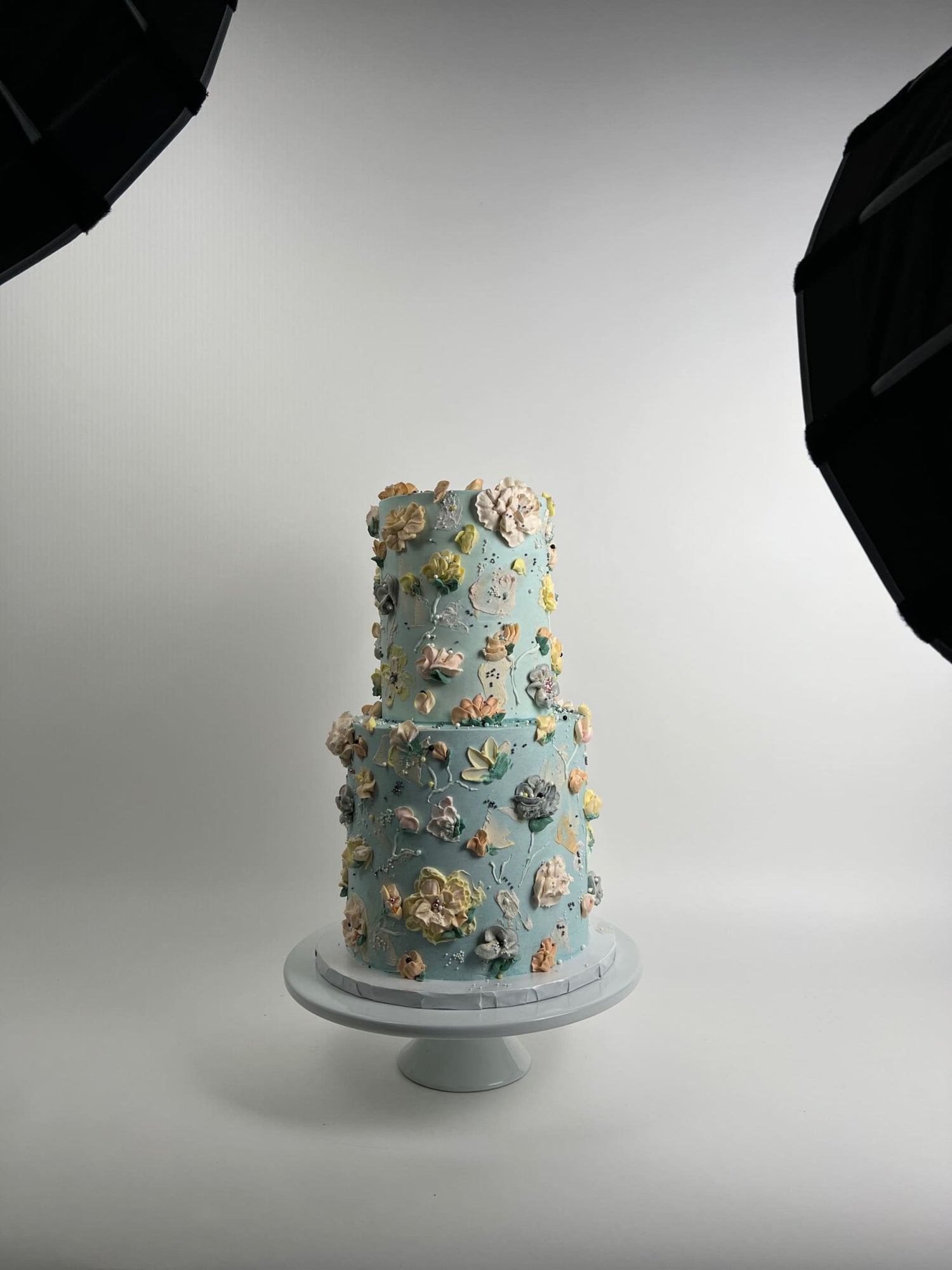 Hand painted floral on buttercream - custom cake