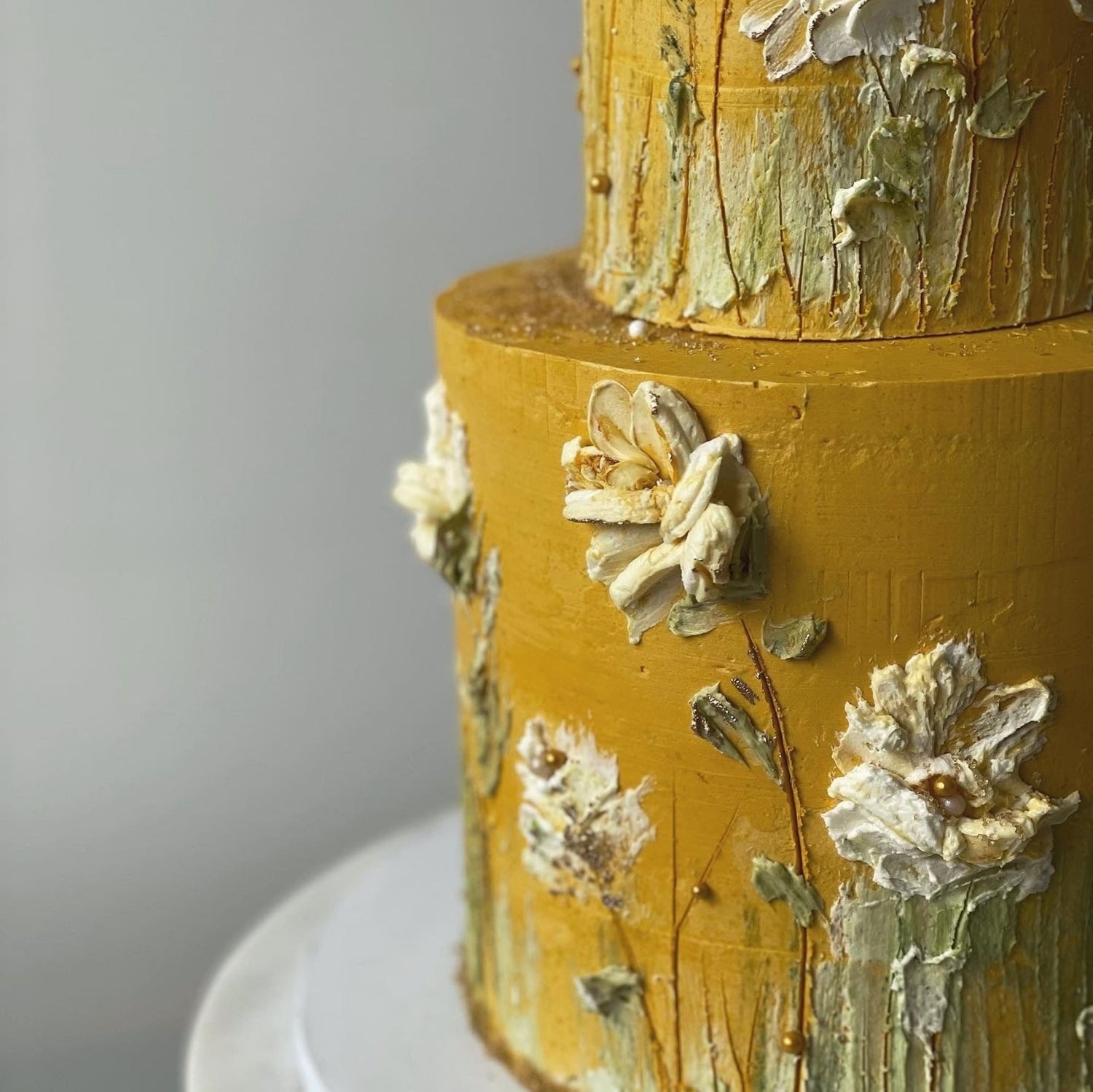 Hand painted flowers on buttercream - custom cake