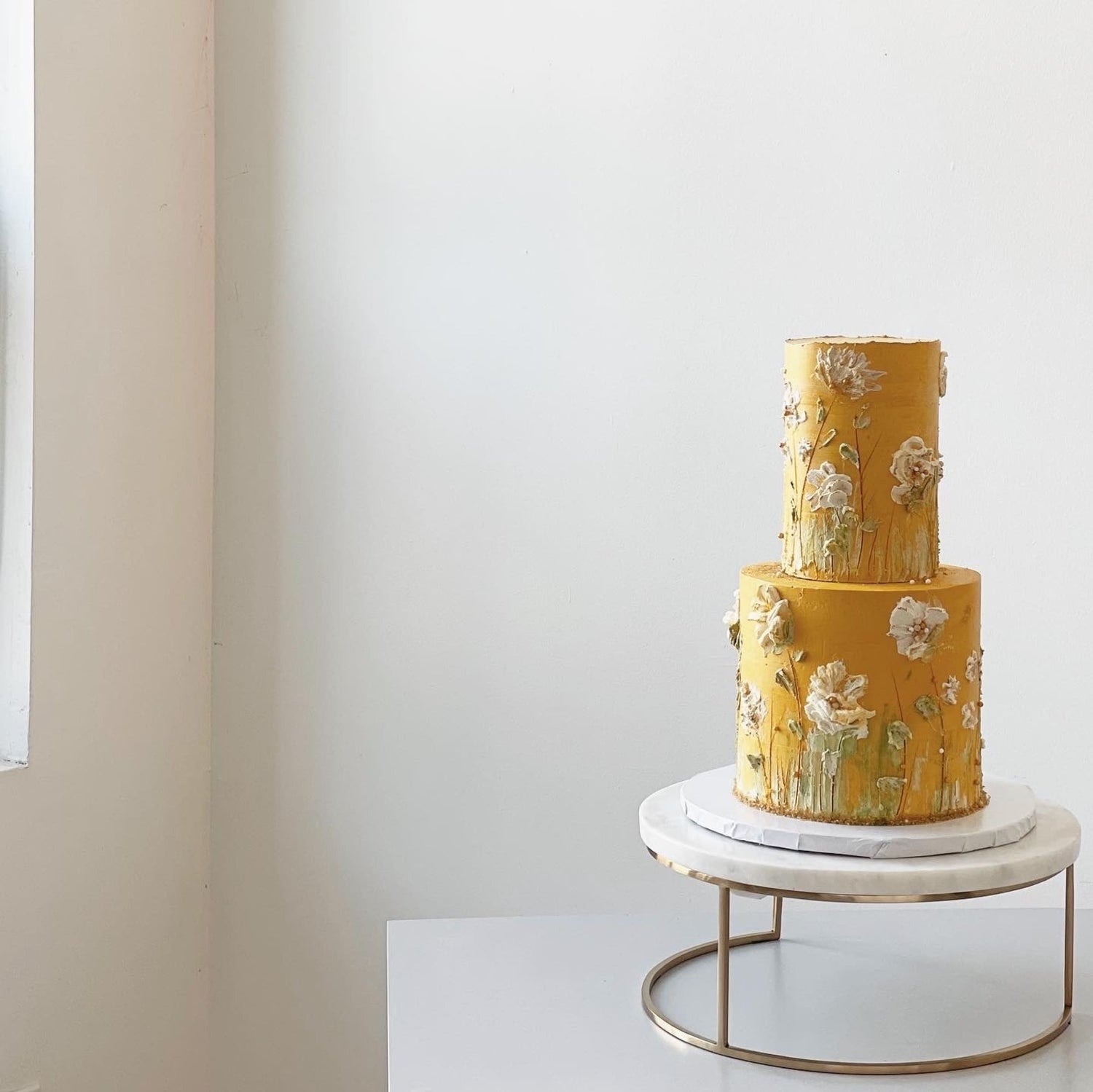 Hand painted flowers on buttercream - custom cake