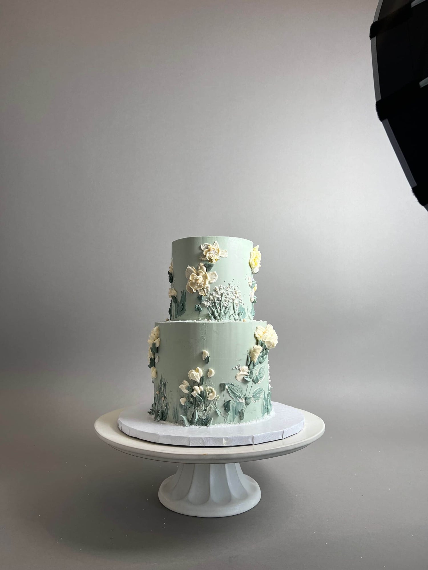 Hand painted flowers on buttercream - custom cake