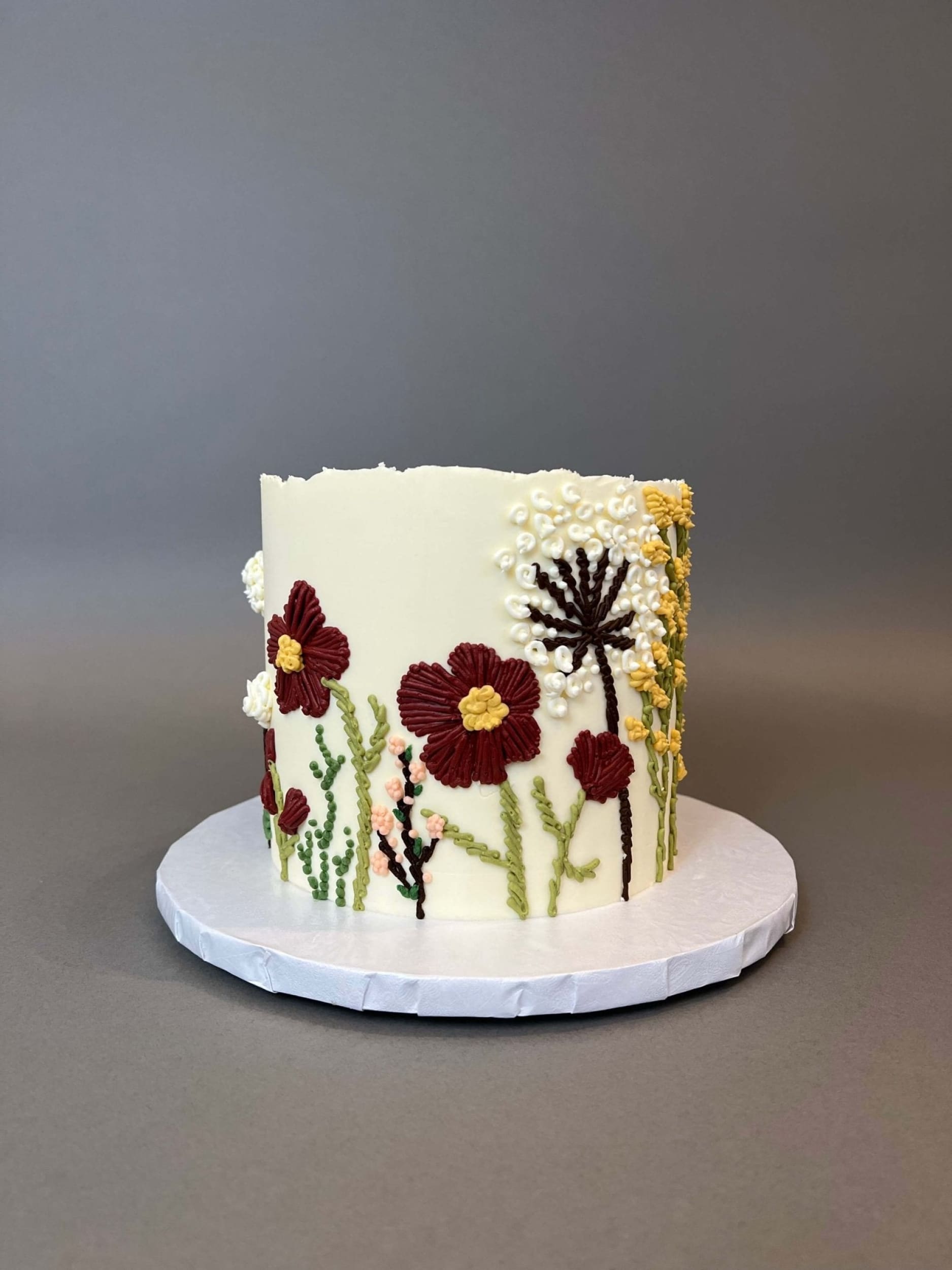 Hand piped embroidery on buttercream - custom cake