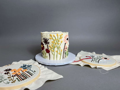 Hand piped embroidery on buttercream - custom cake