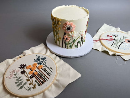 Hand piped embroidery on buttercream - custom cake