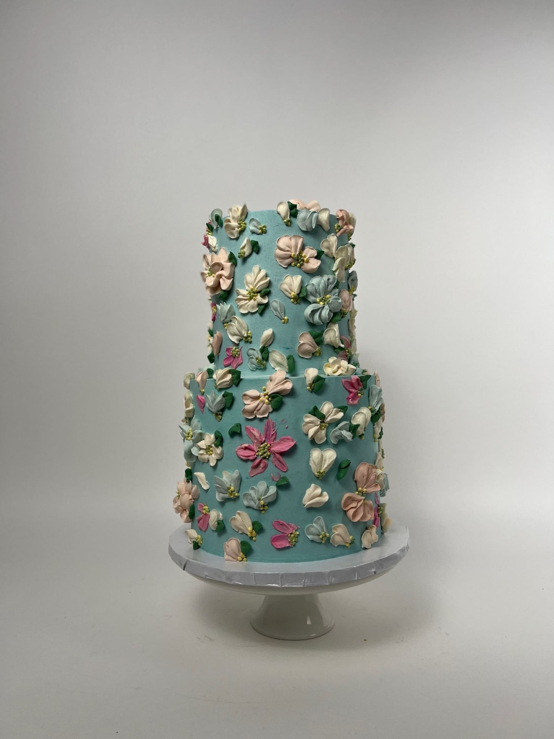 Hand piped flowers on buttercream 2 - custom cake