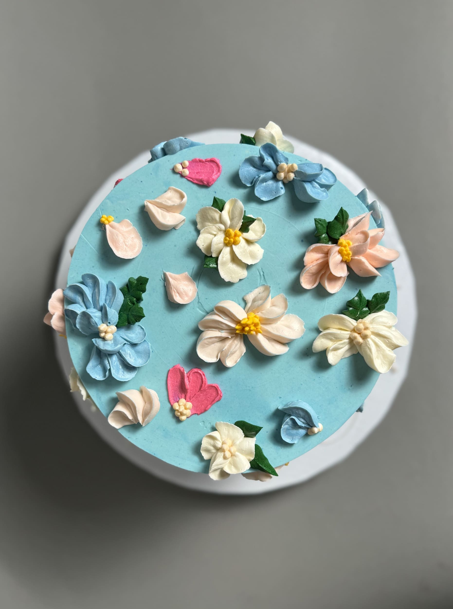 Hand piped flowers on buttercream 2 - custom cake