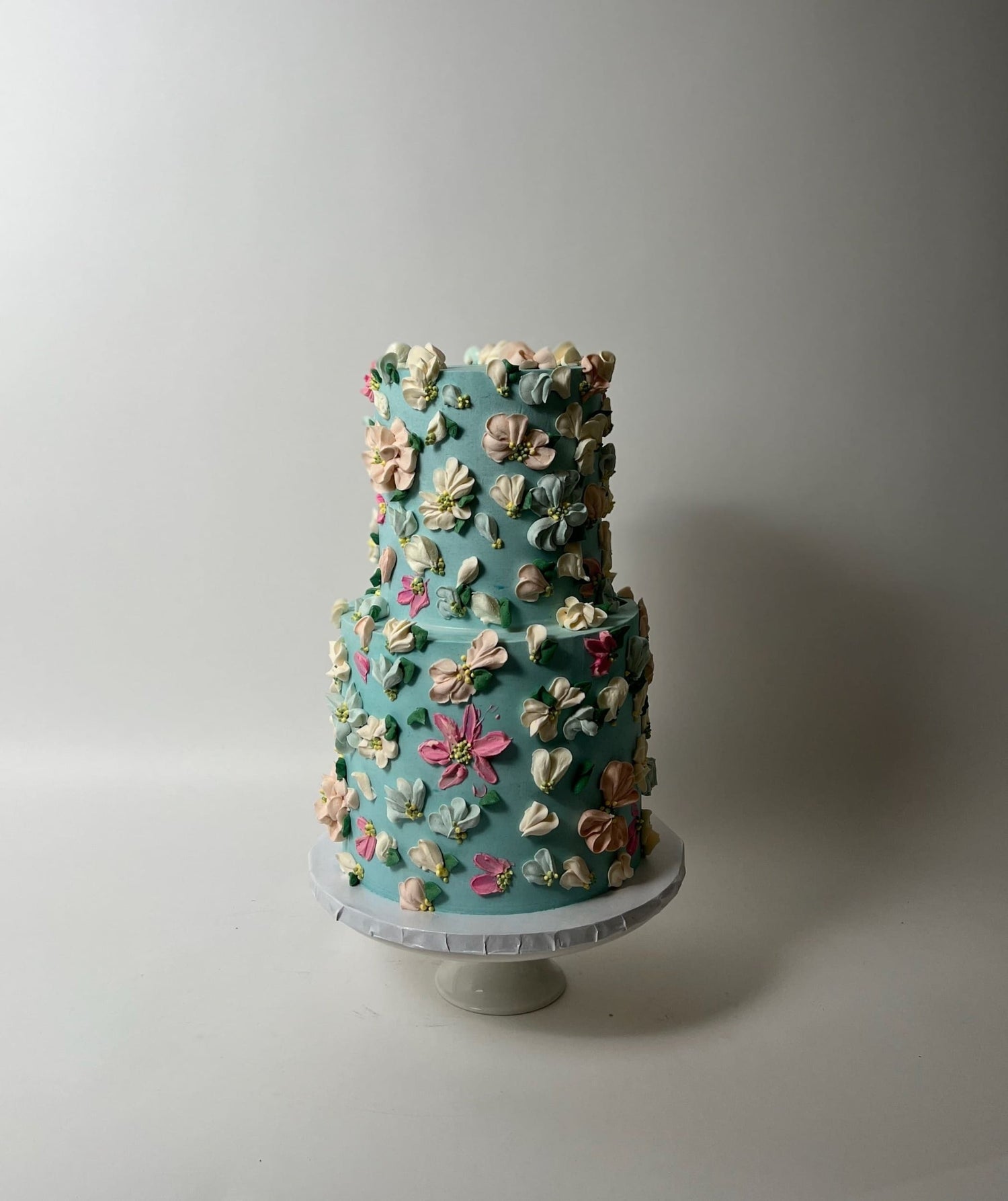 Hand piped flowers on buttercream 2 - custom cake