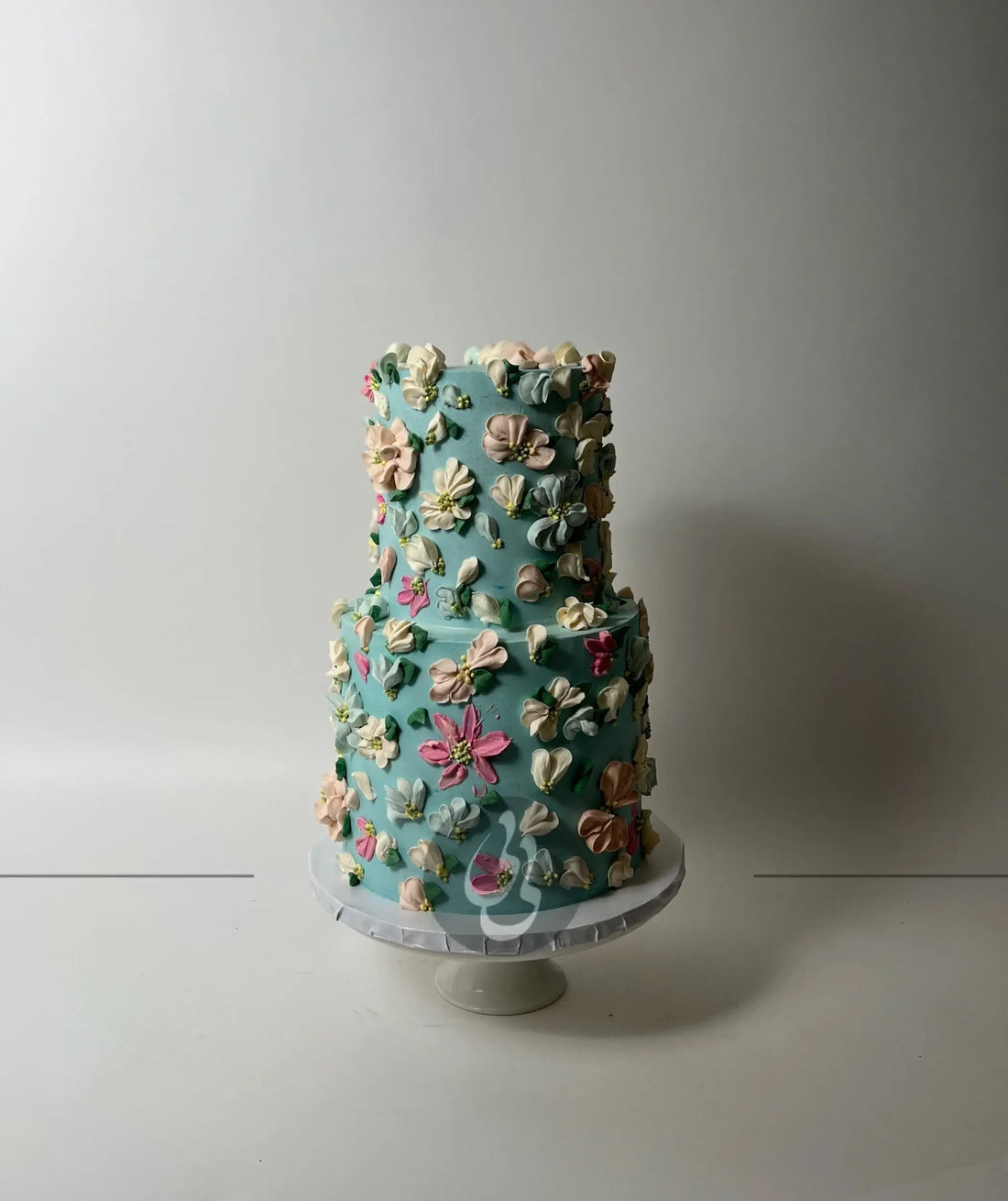 Hand piped flowers on buttercream 2 - custom cake