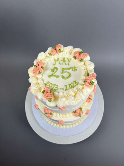 Hand piped mini rosettes on buttercream - custom cake