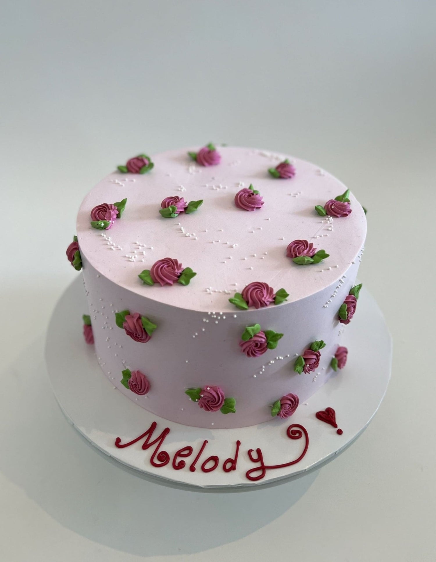 Hand piped mini rosettes on whipped cream - custom cake