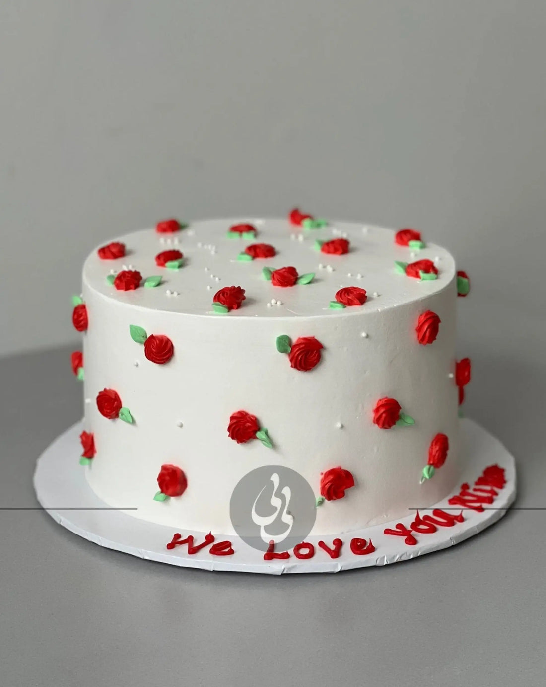 Hand piped mini rosettes on whipped cream - custom cake