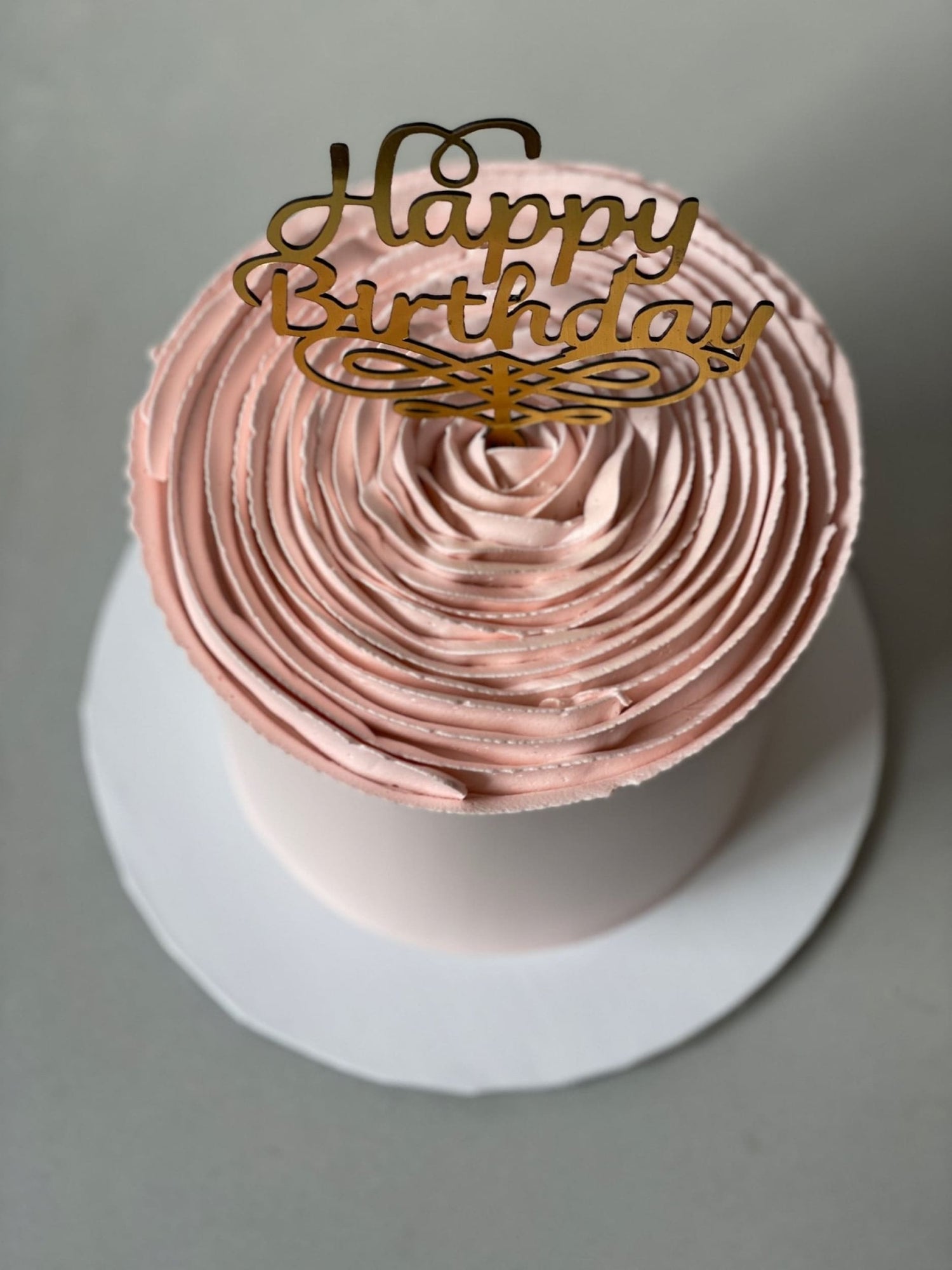 Hand piped ruffled rose on buttercream - custom cake
