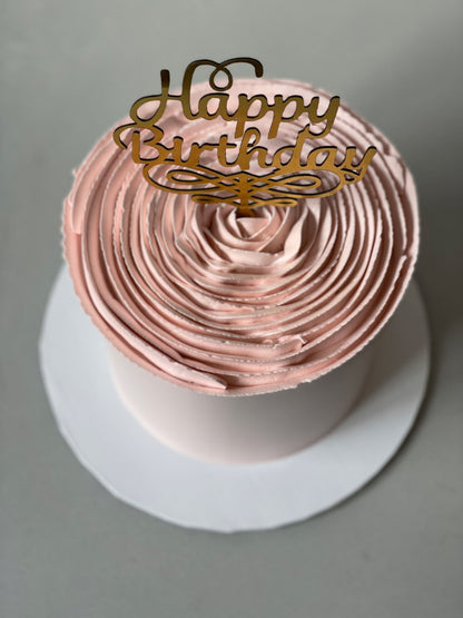 Hand piped ruffled rose on buttercream - custom cake