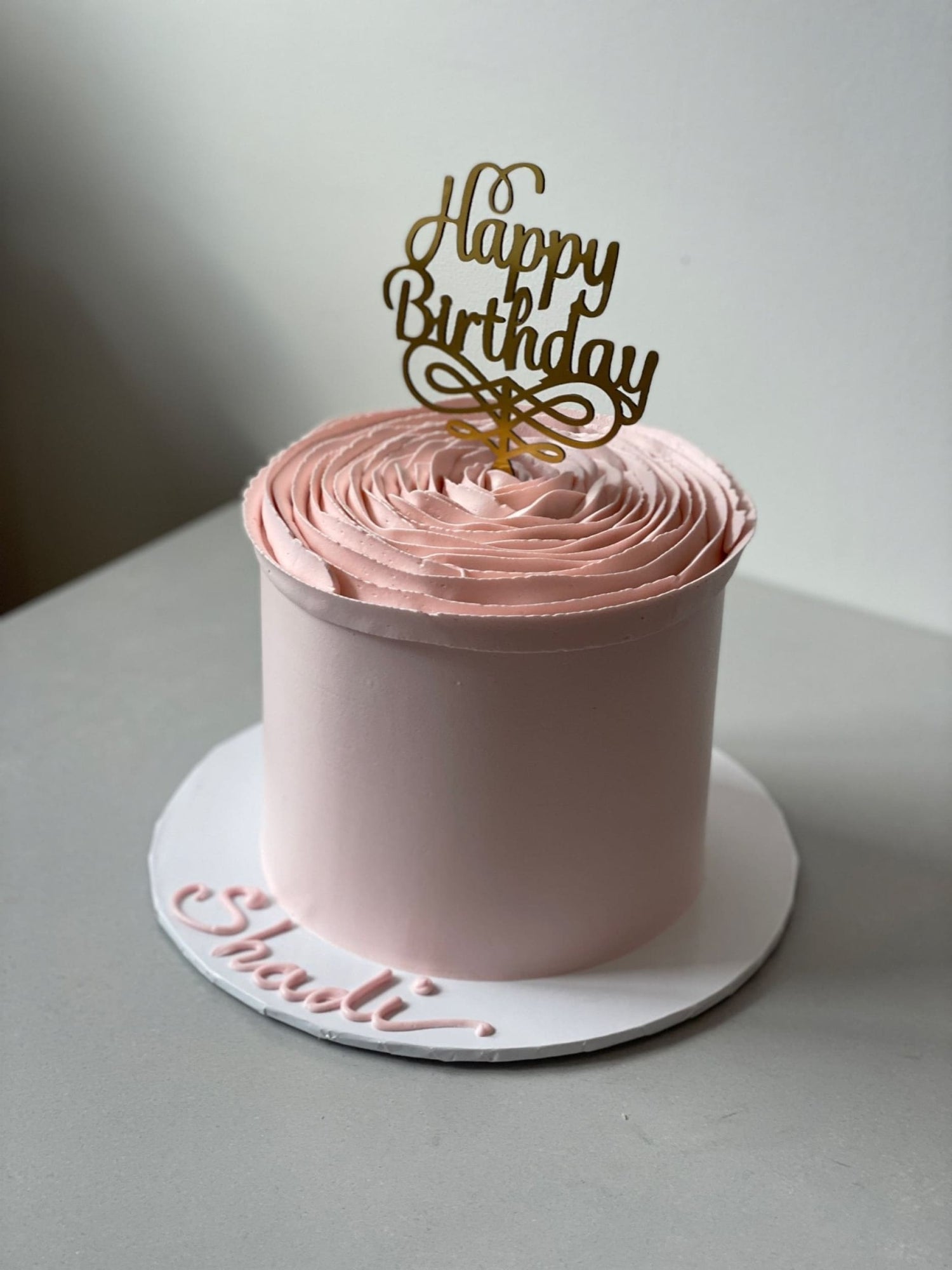 Hand piped ruffled rose on buttercream - custom cake