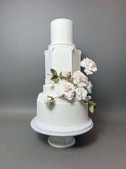 Hexagon &amp; sugar flowers - wedding cake