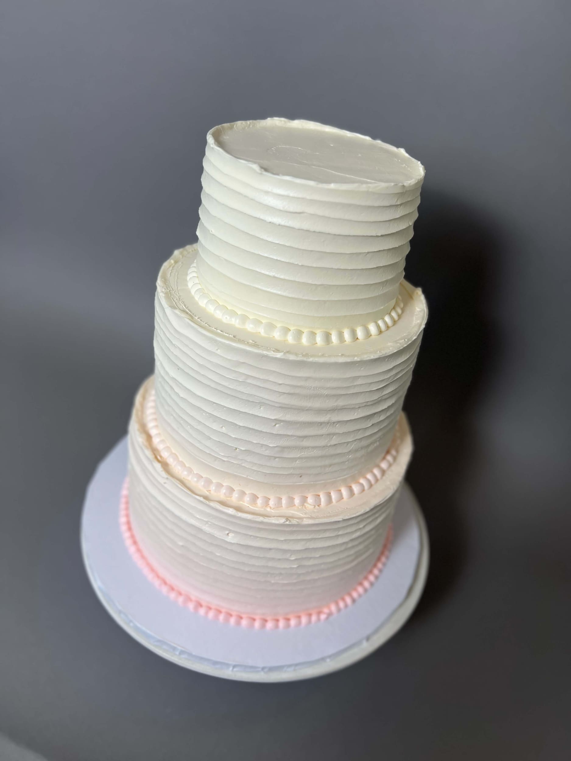 Horizontally textured buttercream - wedding cake