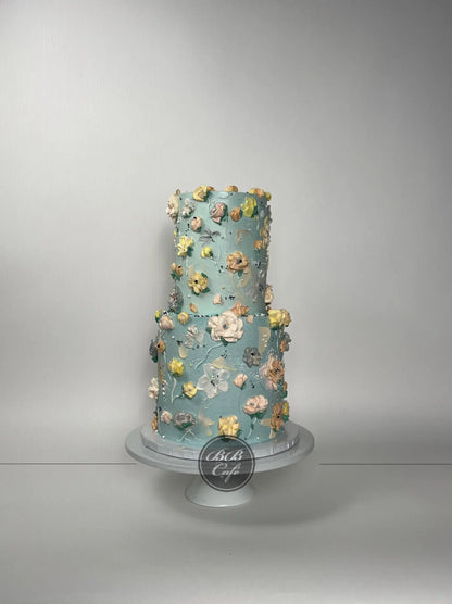 Hand painted floral on buttercream - custom cake