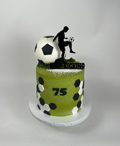 Kickoff soccer celebration cake - custom cake