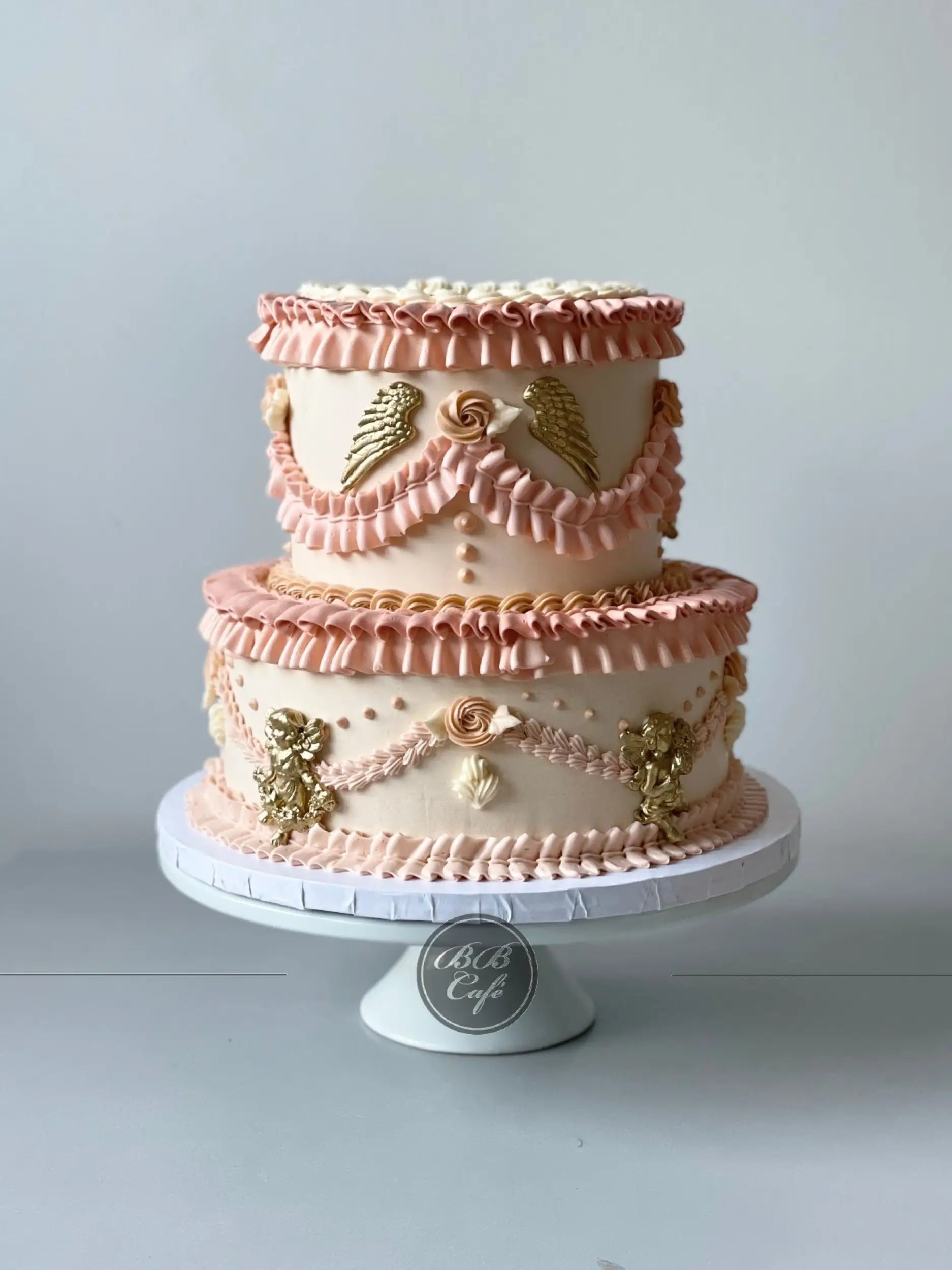 Lambeth angels &amp; frills on buttercream - custom cake