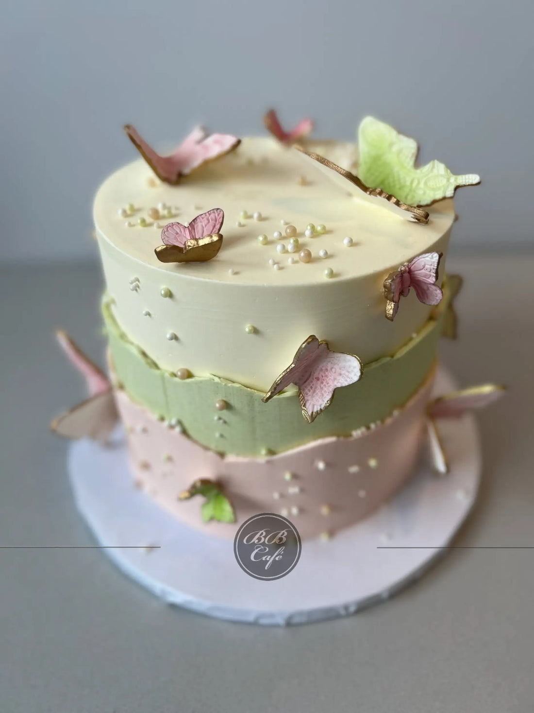 Layered butterfly buttercream - custom cake