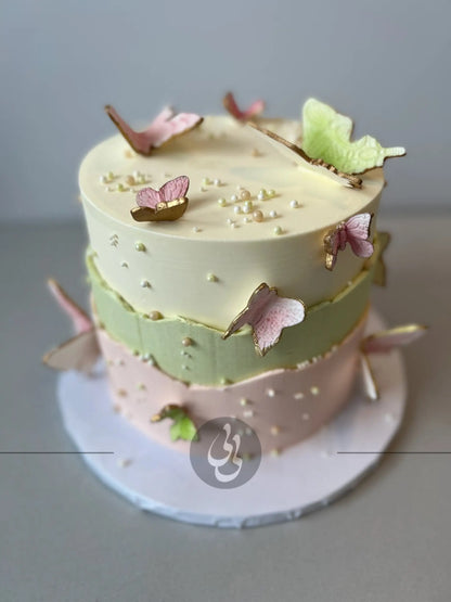 Layered butterfly buttercream - custom cake