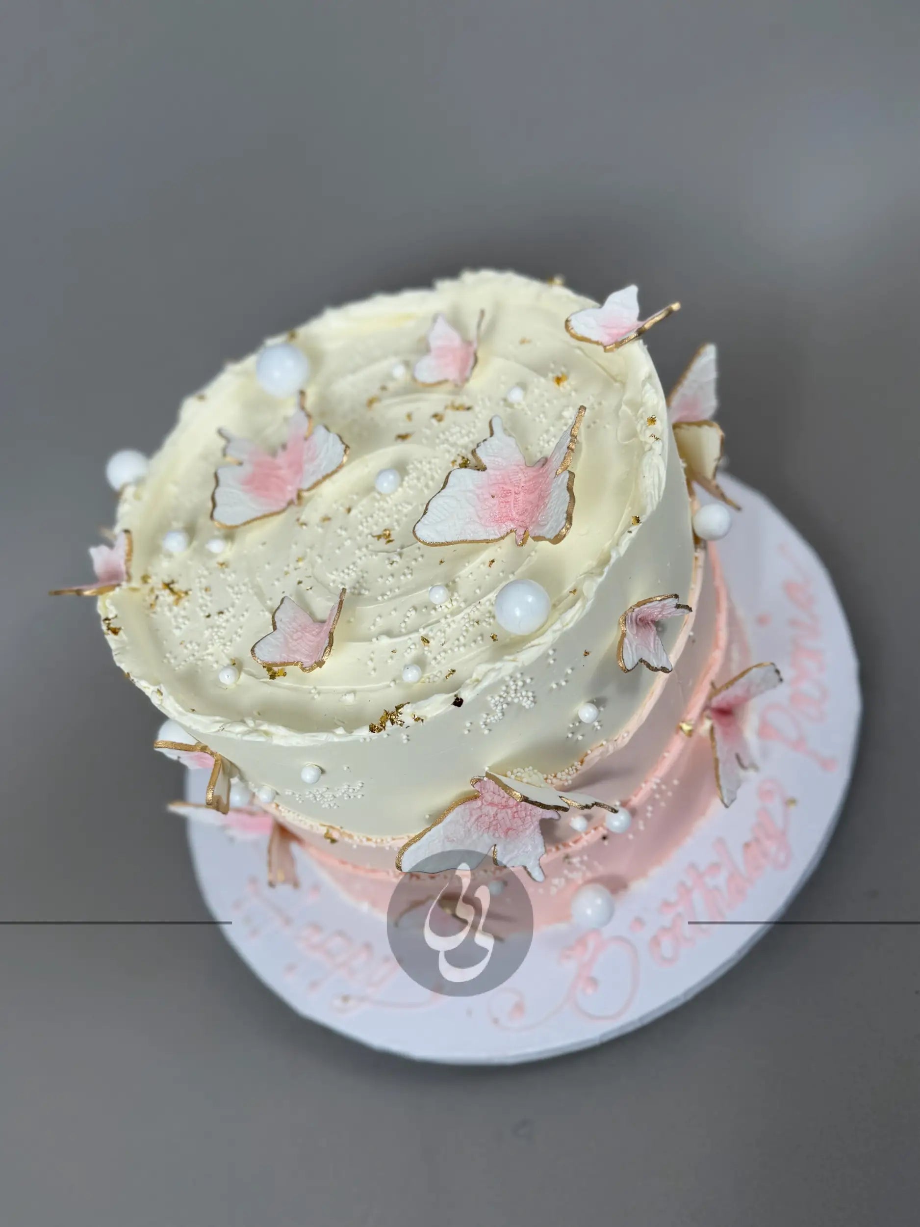 Layered butterfly buttercream - custom cake