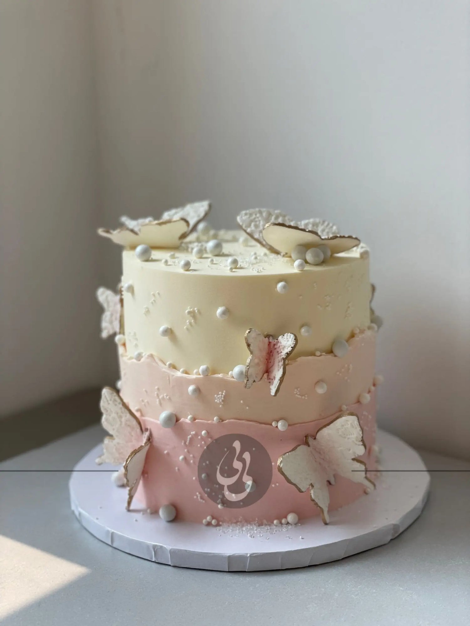 Layered butterfly buttercream - custom cake