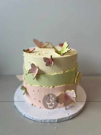 Layered butterfly buttercream - custom cake