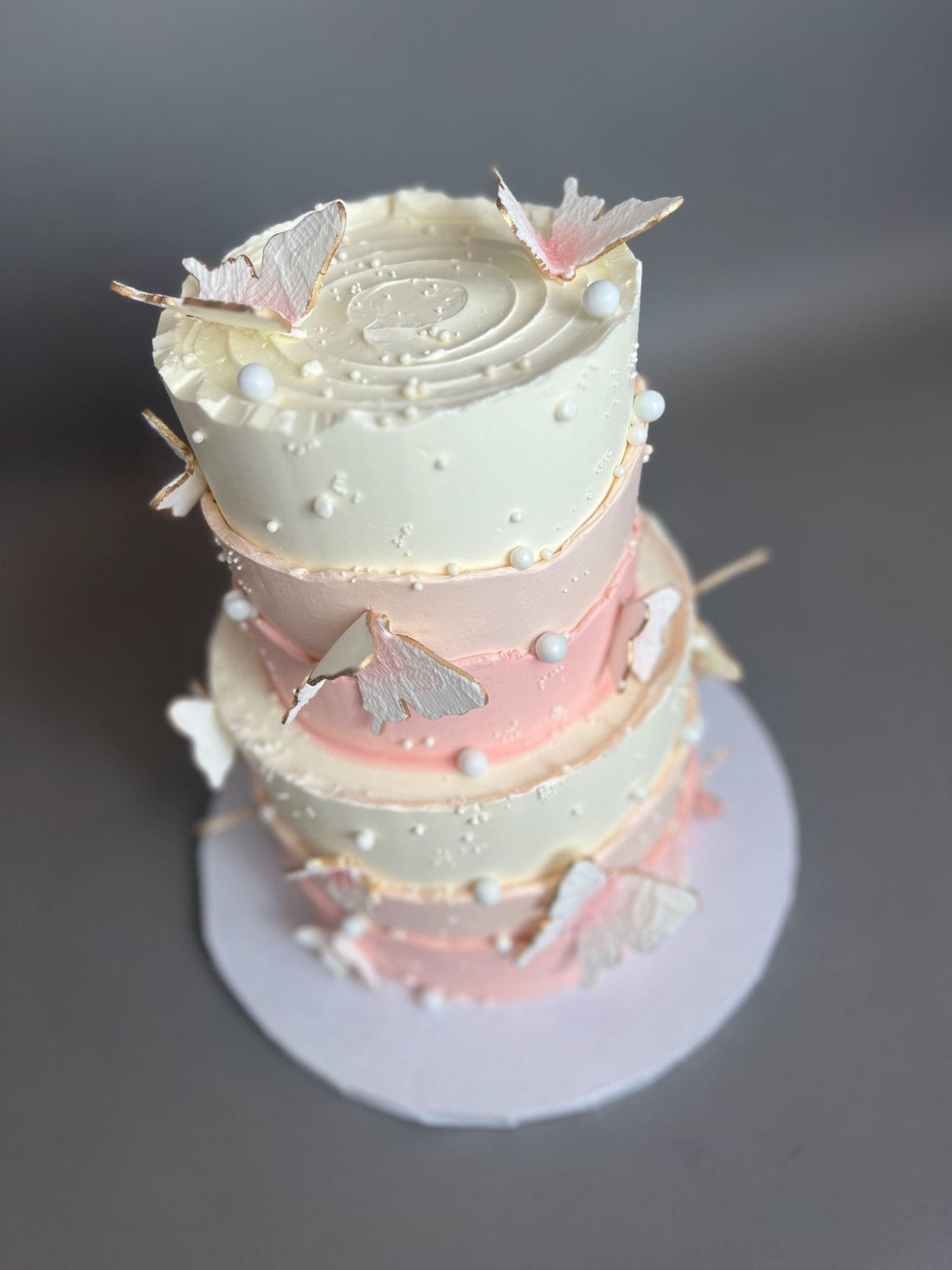 Layered butterfly buttercream - custom cake