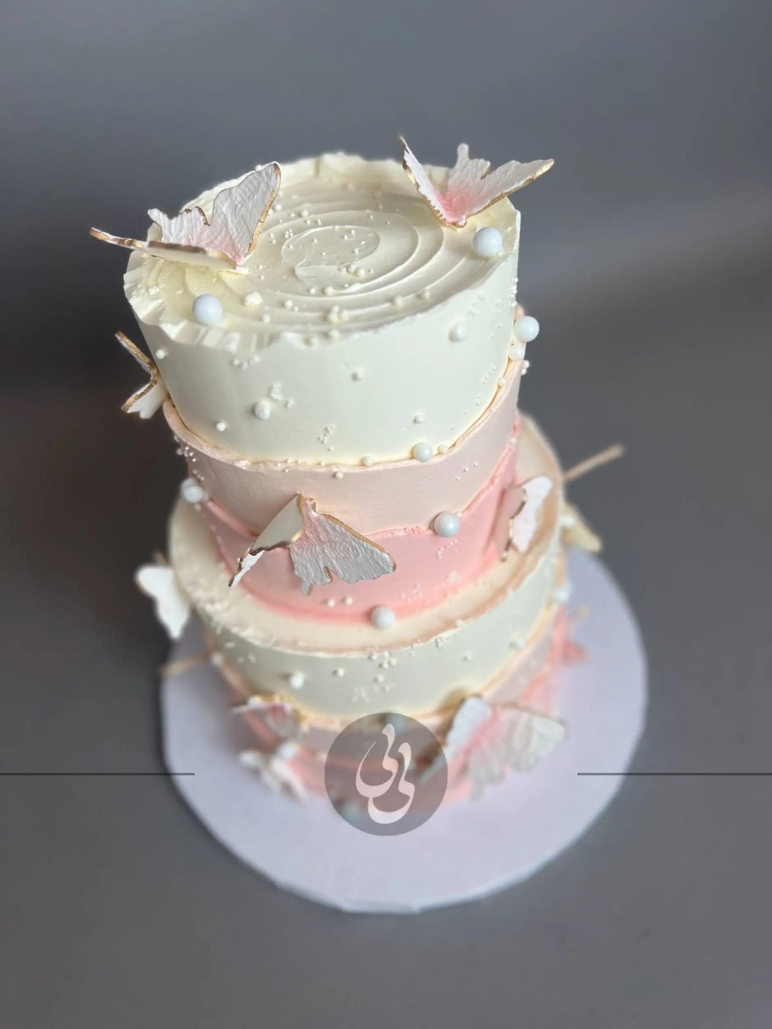 Layered butterfly buttercream - custom cake