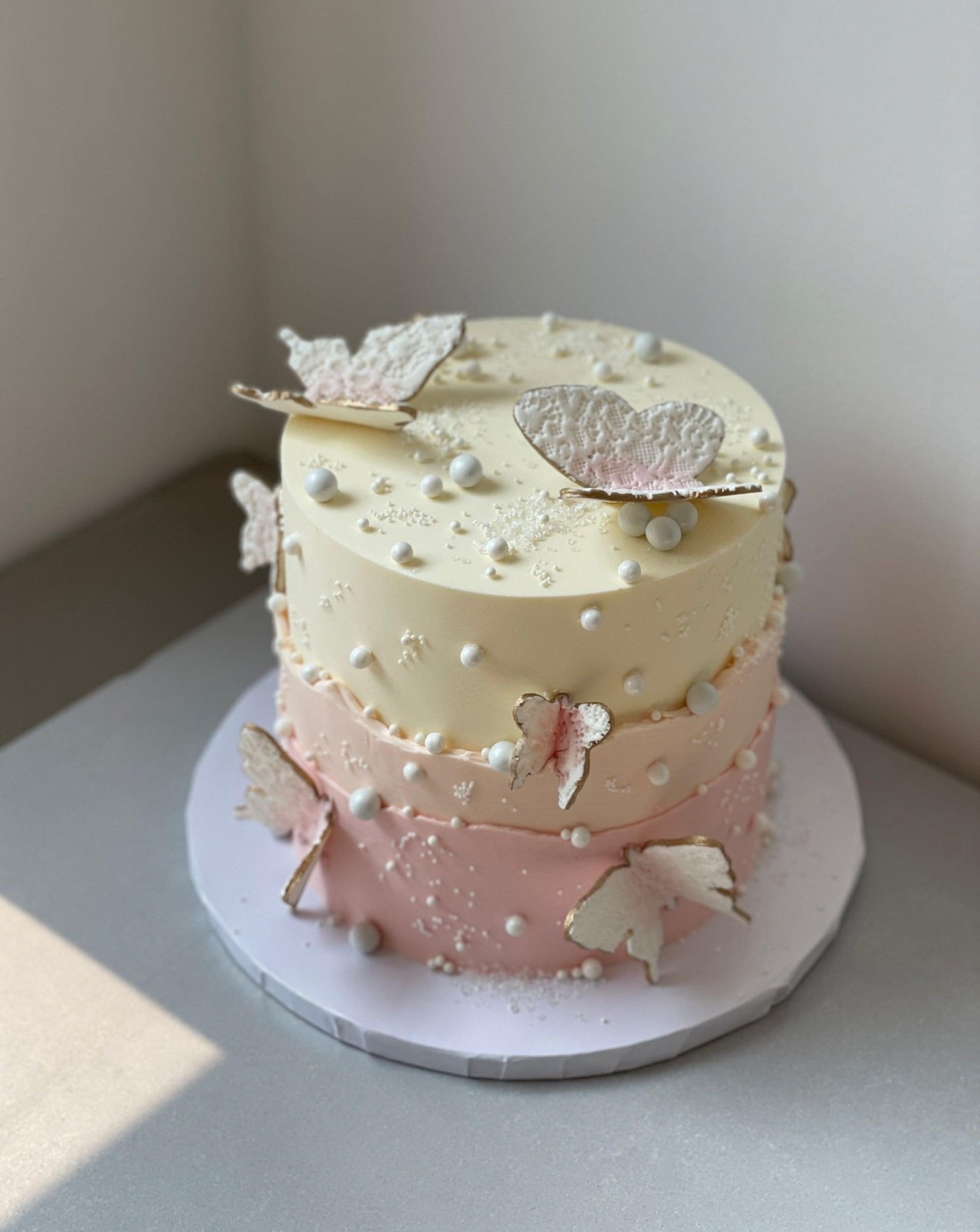 Layered butterfly buttercream - custom cake